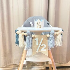 *GENTLY USED* 1/2 birthday banner & crown